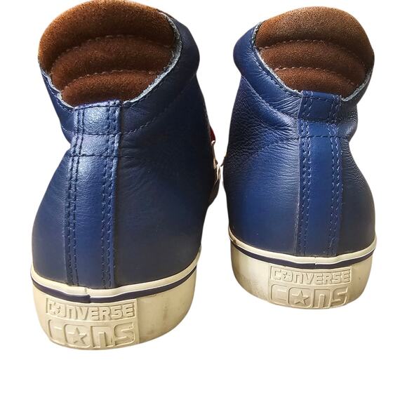Converse Con Pro Leather Vulcanized Mid Shoes Blue Red Brown Size Mens 8 W 9.5 - Picture 7 of 14